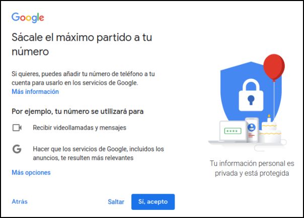 configurar privacidad de gmail