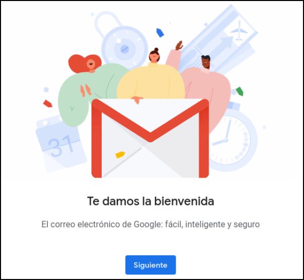 mensaje de bienvenida de Gmail