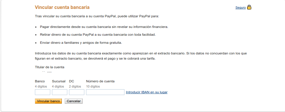 añadir cuenta bancaria