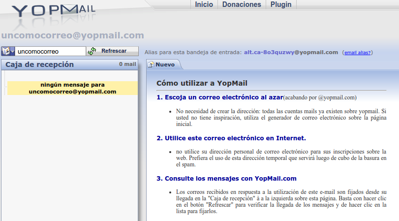 bandeja de entrada de YOPmail