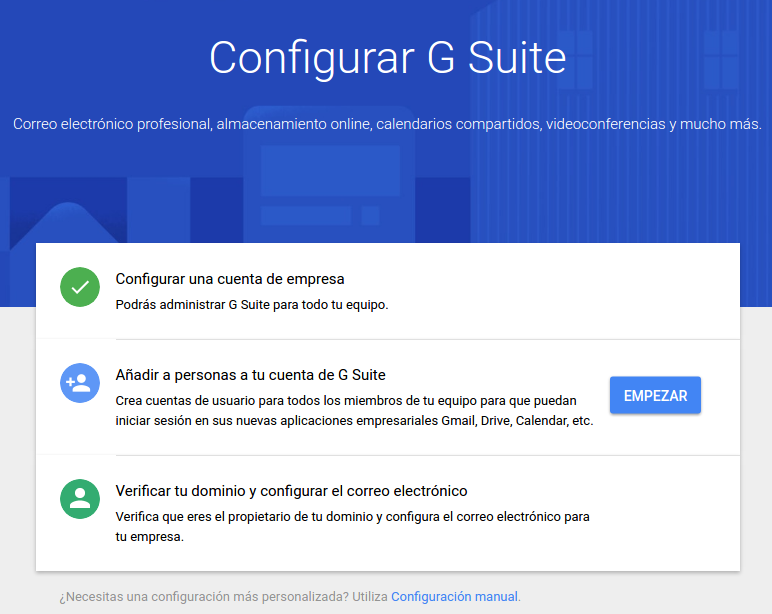 configurar G Suite