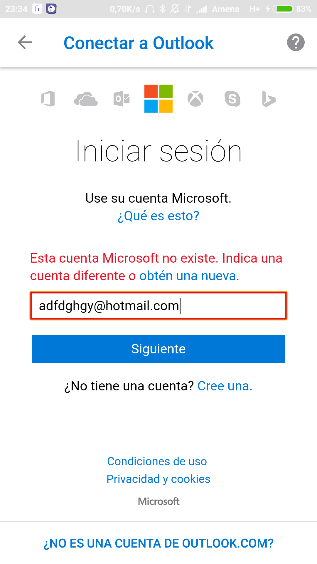 cuenta errónea