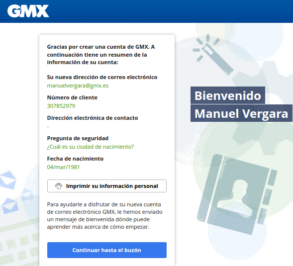 cuenta gmx creada