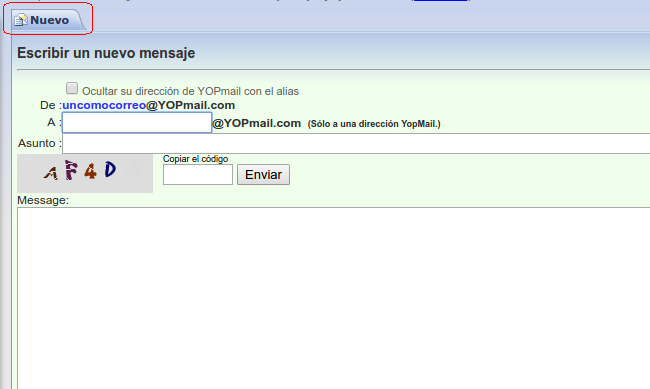 enviar correo electrónico de YOPmail