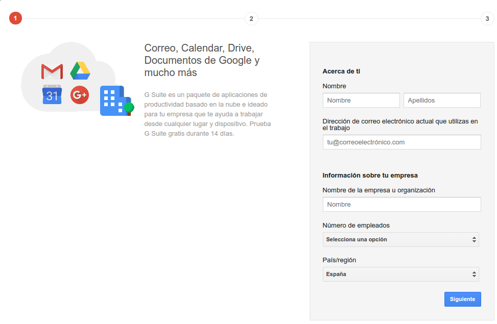 registro en Google G Suite