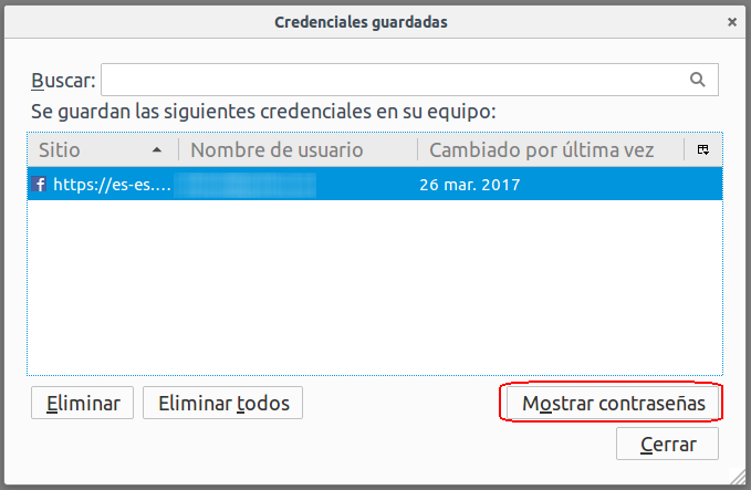 mostrar contraseña de facebook en firefox