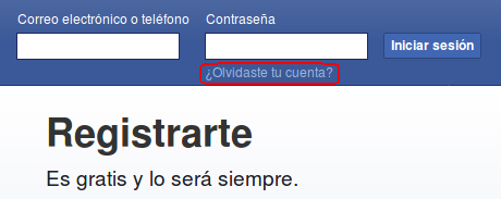 olvidaste tu contraseña de Facebook