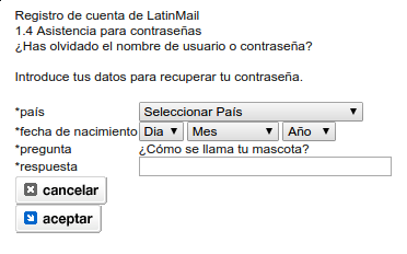 pregunta secreta de LatinMail