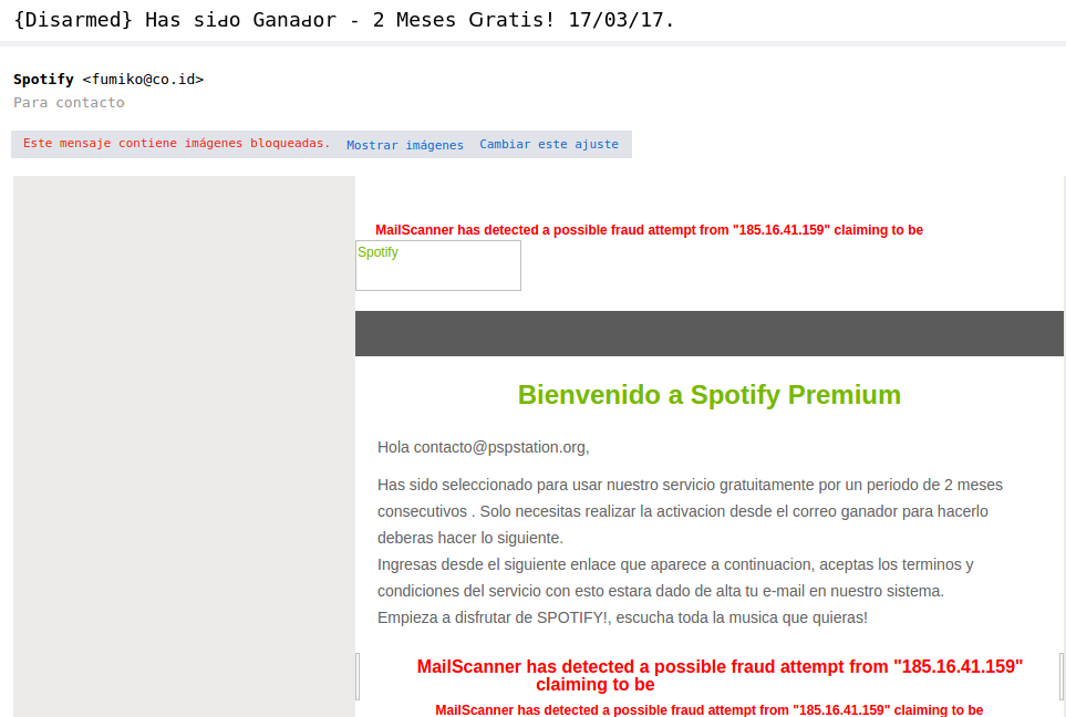 suplantación de identidad a través del correo electrónico