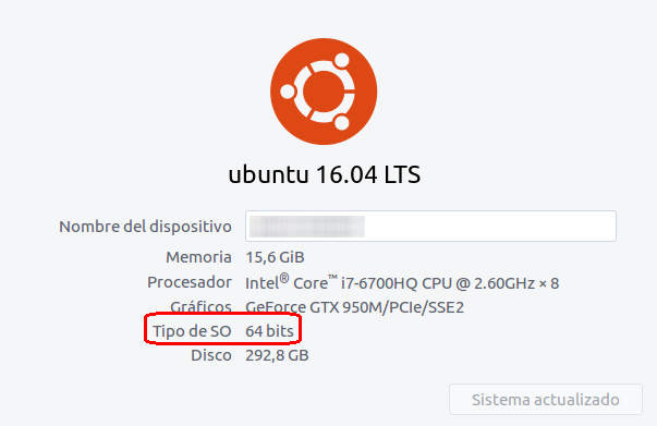 acerca de este equipo Ubuntu