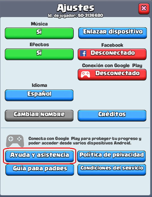 ayuda y asistencia de clash royale