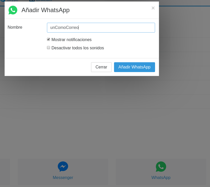 añadir WhatsApp a Franz