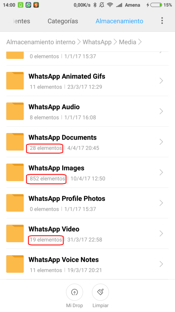 carpetas de WhatsApp