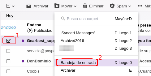 restaurar mensaje de Yahoo