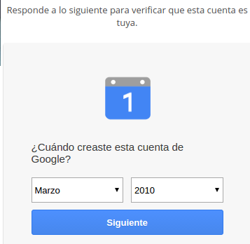 fecha de creación de la cuenta de Gmail
