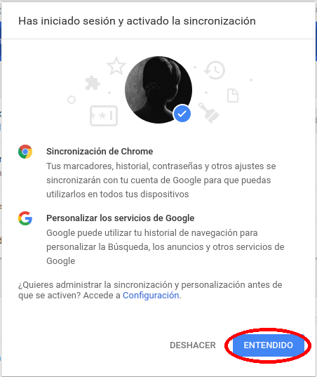sincronización de Chrome