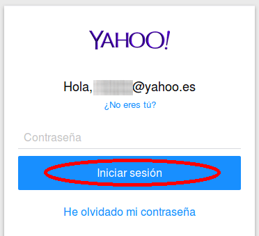 contraseña en Yahoo Mail