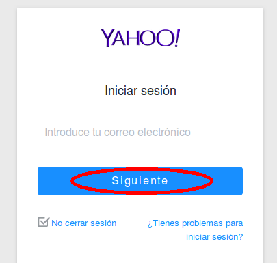 Yahoo Mail, iniciar sesión con correo electrónico