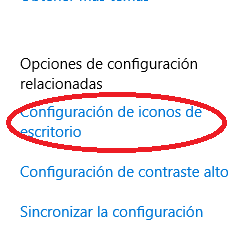 configuración de iconos de escritorio
