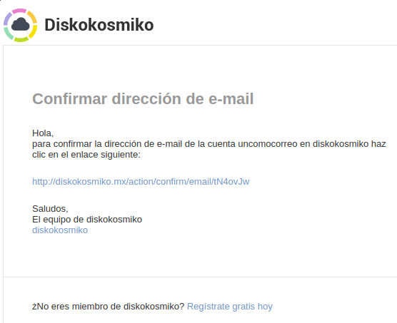 confirmar email diskokosmiko