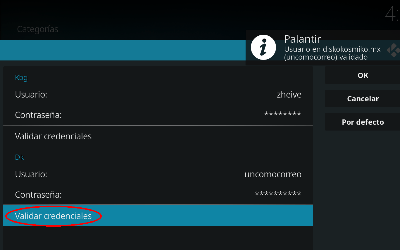 usuario validado en diskokosmiko