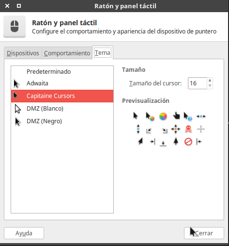 Ratón y Panel Táctil en XFCE
