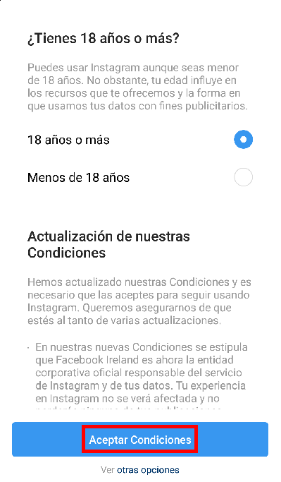 aceptar condiciones