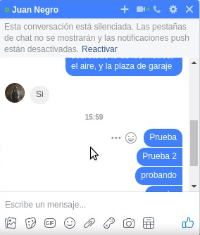 conversación silenciada en un chat de Facebook