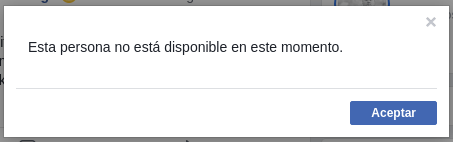 esta persona no está disponible en este momento, Facebook