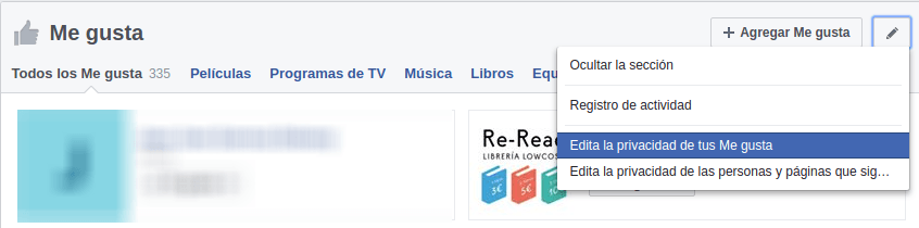 editar privacidad de tus me gusta