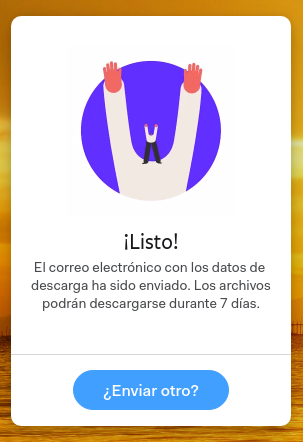 envío por WeTransfer completado