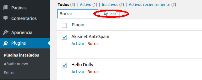 borrar plugins