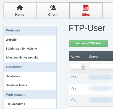 nueva cuenta ftp