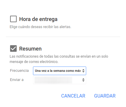 opciones de alertas