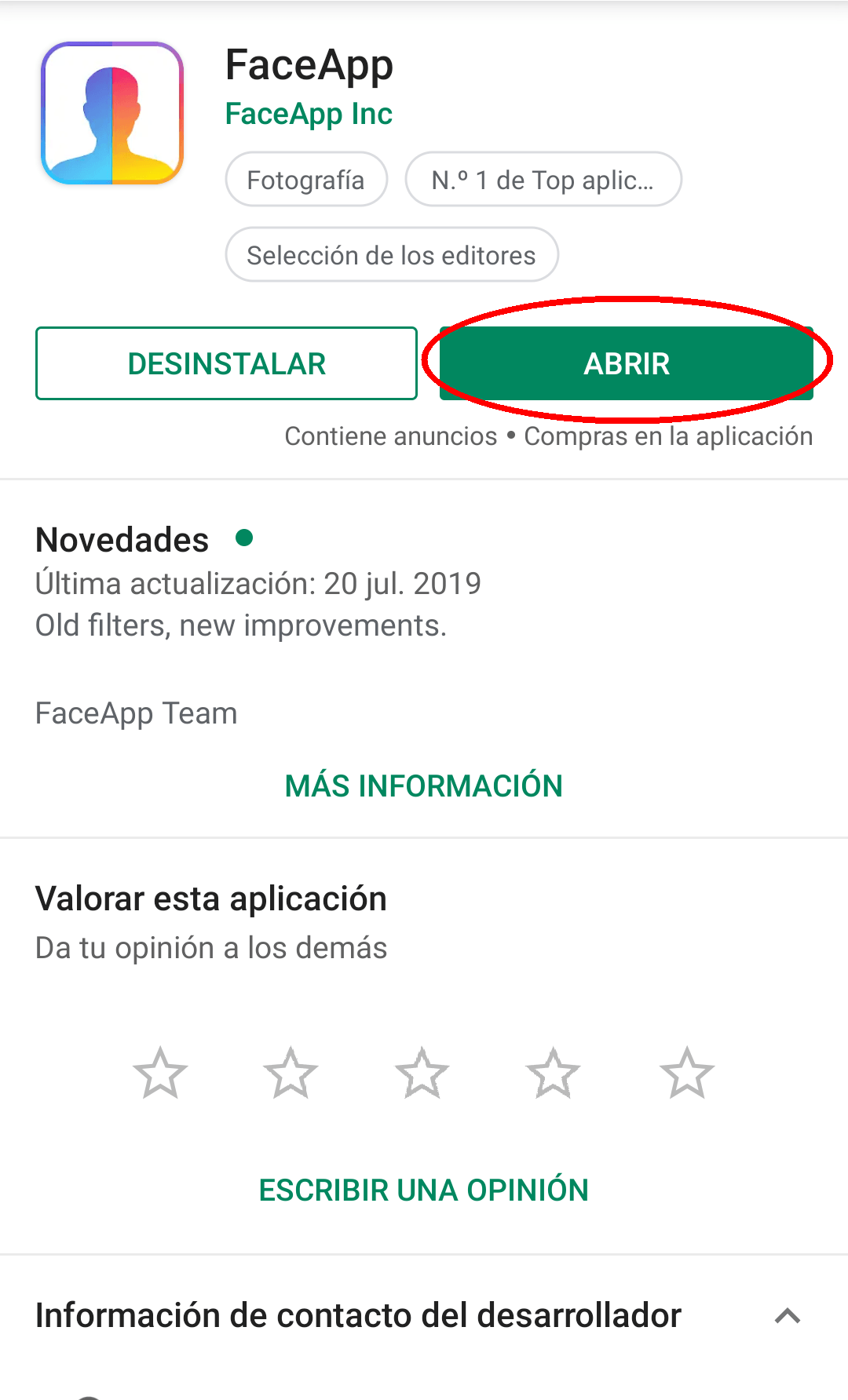 abrir FaceApp