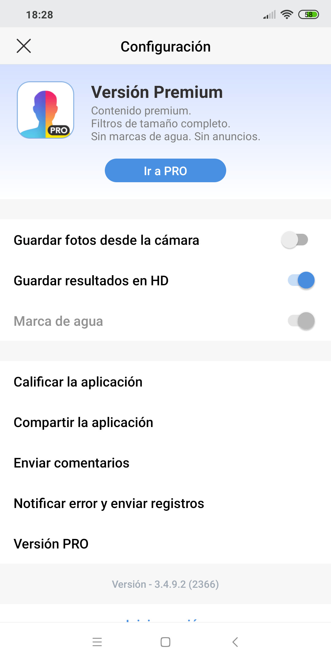 opciones FaceApp