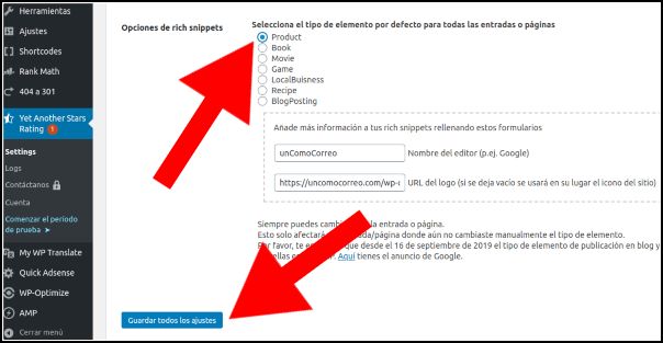 Guardar cambios Yasr