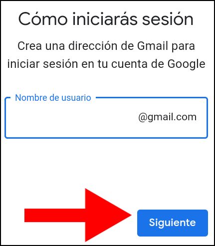 Introducir correo electrónico de Google
