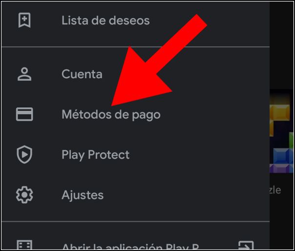 métodos de pago Play Store