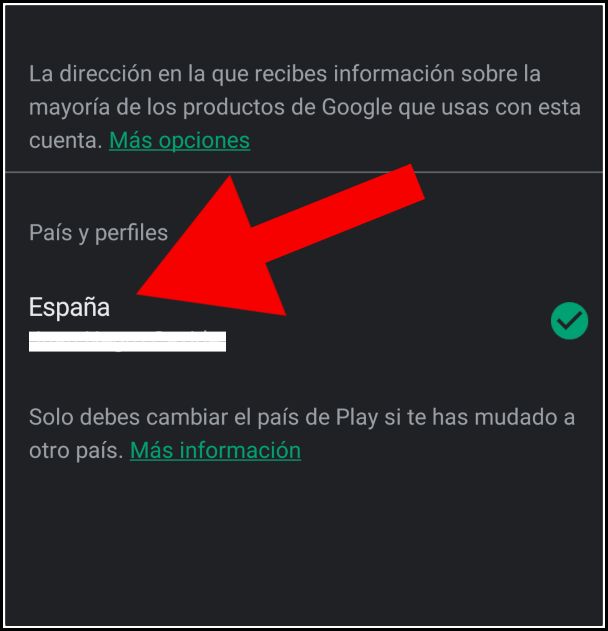país y perfiles en Play Store
