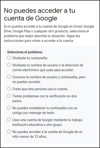 recuperar cuenta de Play Store