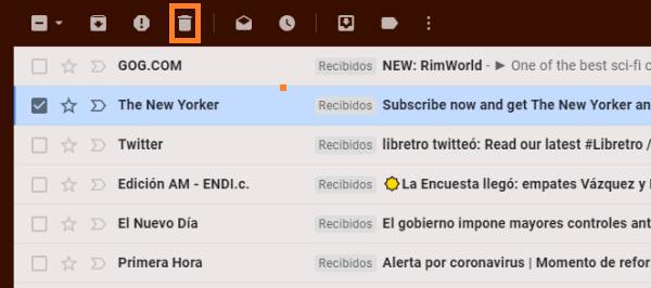 eliminar un correo de Gmail