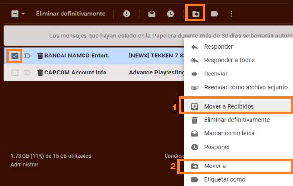 mover correos Gmail