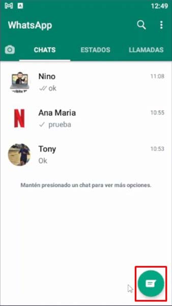 Forzar la actualización de contactos