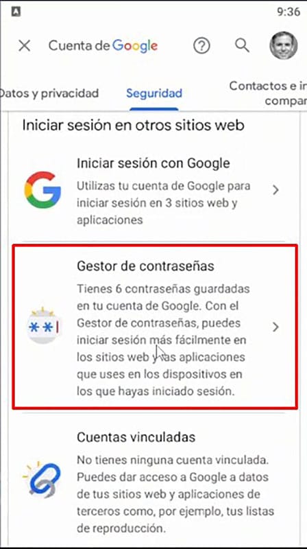 Luego, pulsa en el botón Cuenta de Google_3 Luego, pulsa en el botón Cuenta de Google._3