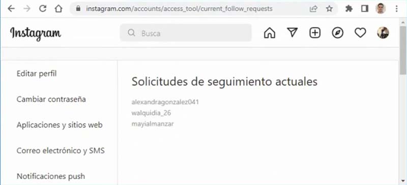 Ver solicitudes pendientes en Instagram desde la PC_5 Ver solicitudes pendientes en Instagram desde la PC_5