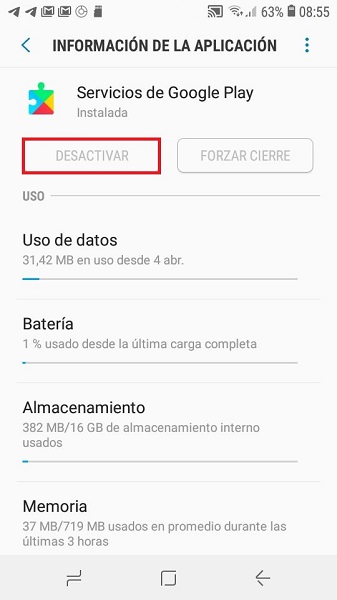solucionar el error Google Play sigue deteniendose_Verificar que los servicios de Google Play estén habilitados